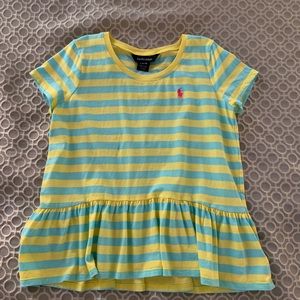 Girl’s Ralph Lauren Peplum Striped T-Shirt L/12-14